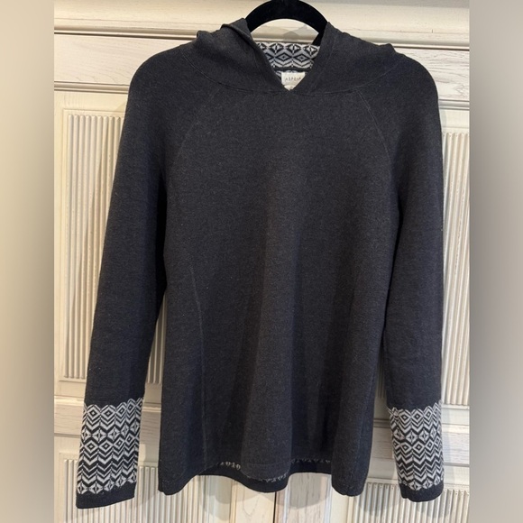 ASPEN Womens Fair Isle Gray Hooded Ski Sweater Size Small - Picture 1 of 15